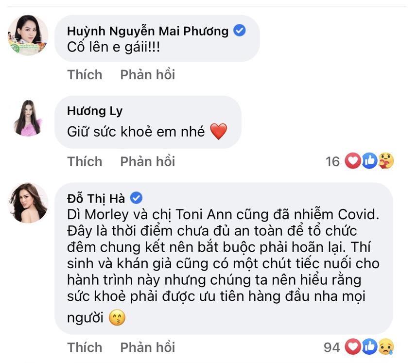 Ngoài ra, dư luận cũng bất ngờ khi Hoa hậu Đỗ Thị Hà xác nhận việc Chủ tịch Julia Morley và đương kim Hoa hậu Toni-Ann Singh nhiễm Covid-19