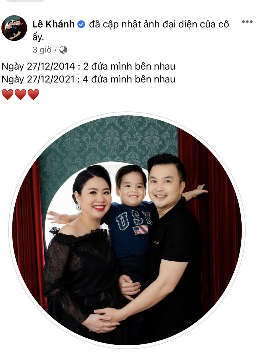 Diễn viên Lê Khánh thông báo việc gia đình đã chào đón thành viên thứ 4 cách đây ít giờ