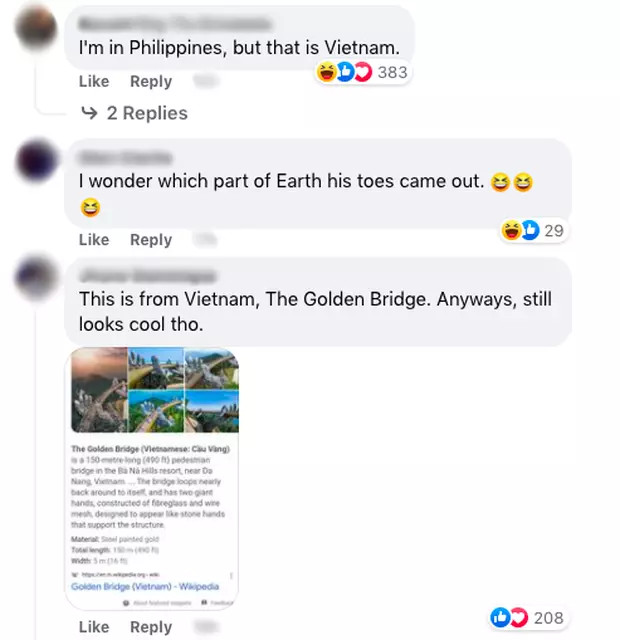 Bên dưới bài viết, vẫn còn không ít bình luận, khẳng định Cầu Vàng là của Việt Nam