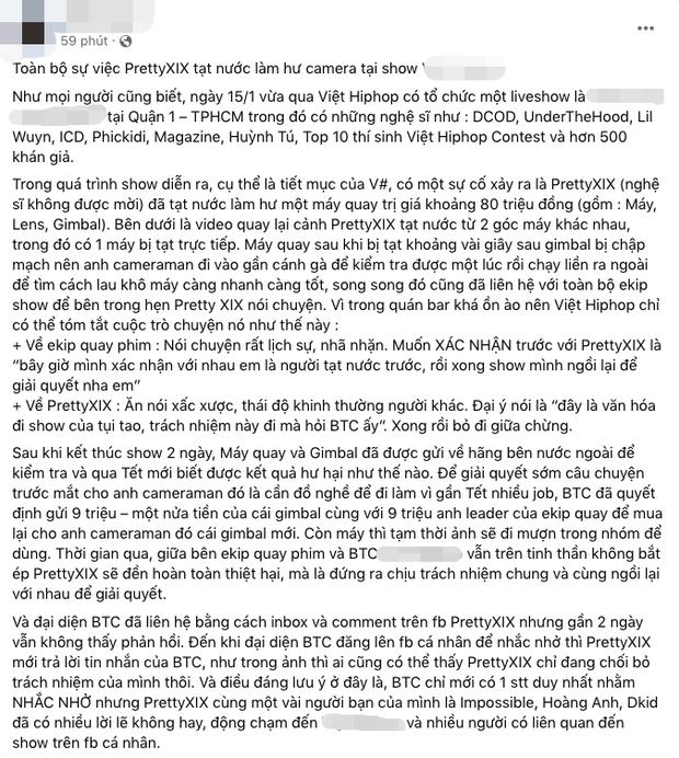Bài đăng tiếp theo của ban tổ chức, khẳng định không 'moi' tiền hay làm khó nam rapper mà giải quyết sự việc với thái độ nhã nhặn