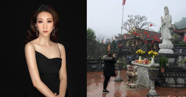 Lều Phương Anh đi chùa cầu bình an, cảm tạ trời Phật