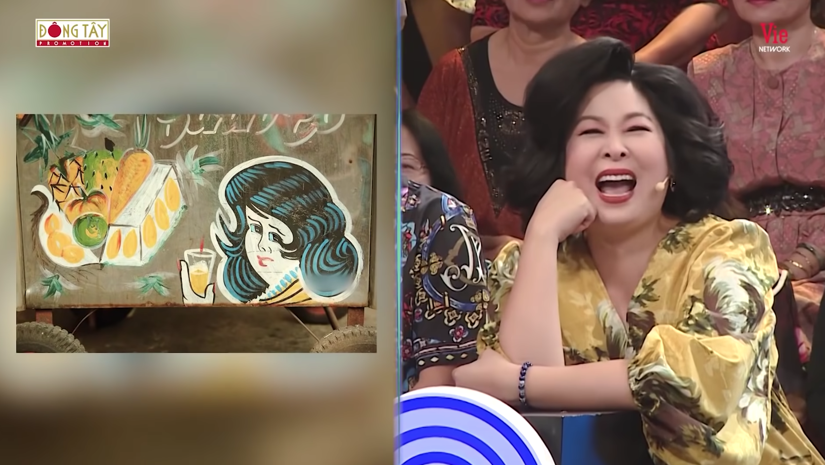 Hình ảnh nghệ sĩ Hồng Vân với tạo hình giống cô gái trên xe bán nước mía trong chương trình 'Ký ức vui vẻ'