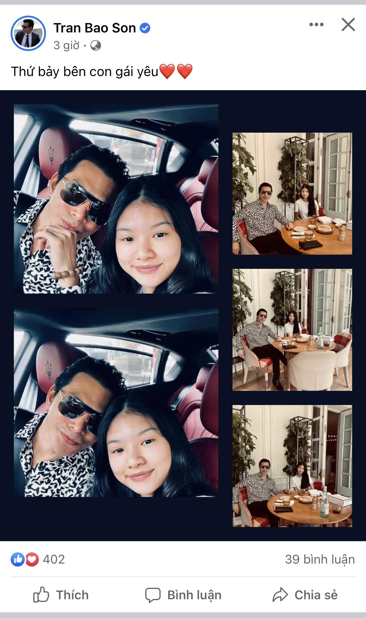 Anh thường xuyên đăng tải hình ảnh tận hưởng cuộc sống bên cô con gái Bảo Tiên