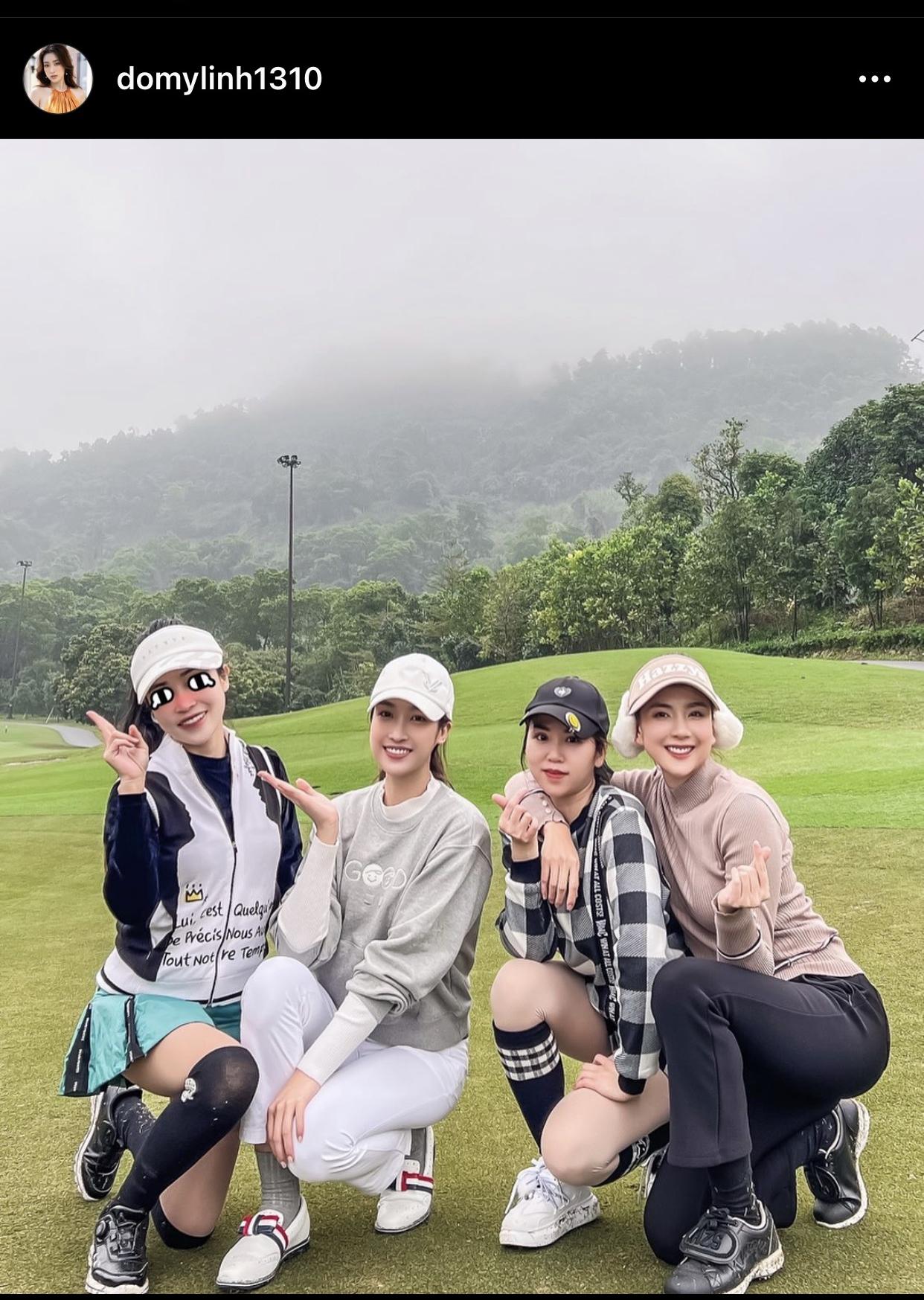 Hoa hậu Đỗ Mỹ Linh đăng tải hình ảnh tụ tập cùng bạn bè trên sân golf