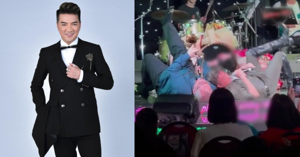 Đàm Vĩnh Hưng bị phản ứng khi vừa hát vừa nằm lên người nam nhạc công 