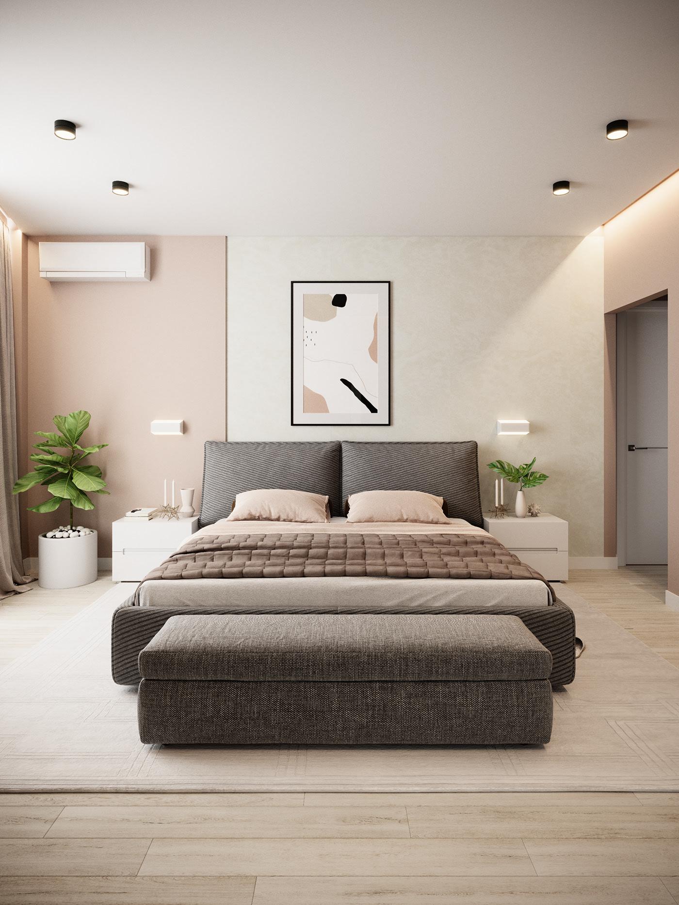 Phòng ngủ ông bà với nội thất nhẹ nhàng. Phòng ngủ ông bà với nội thất nhẹ nhàng.