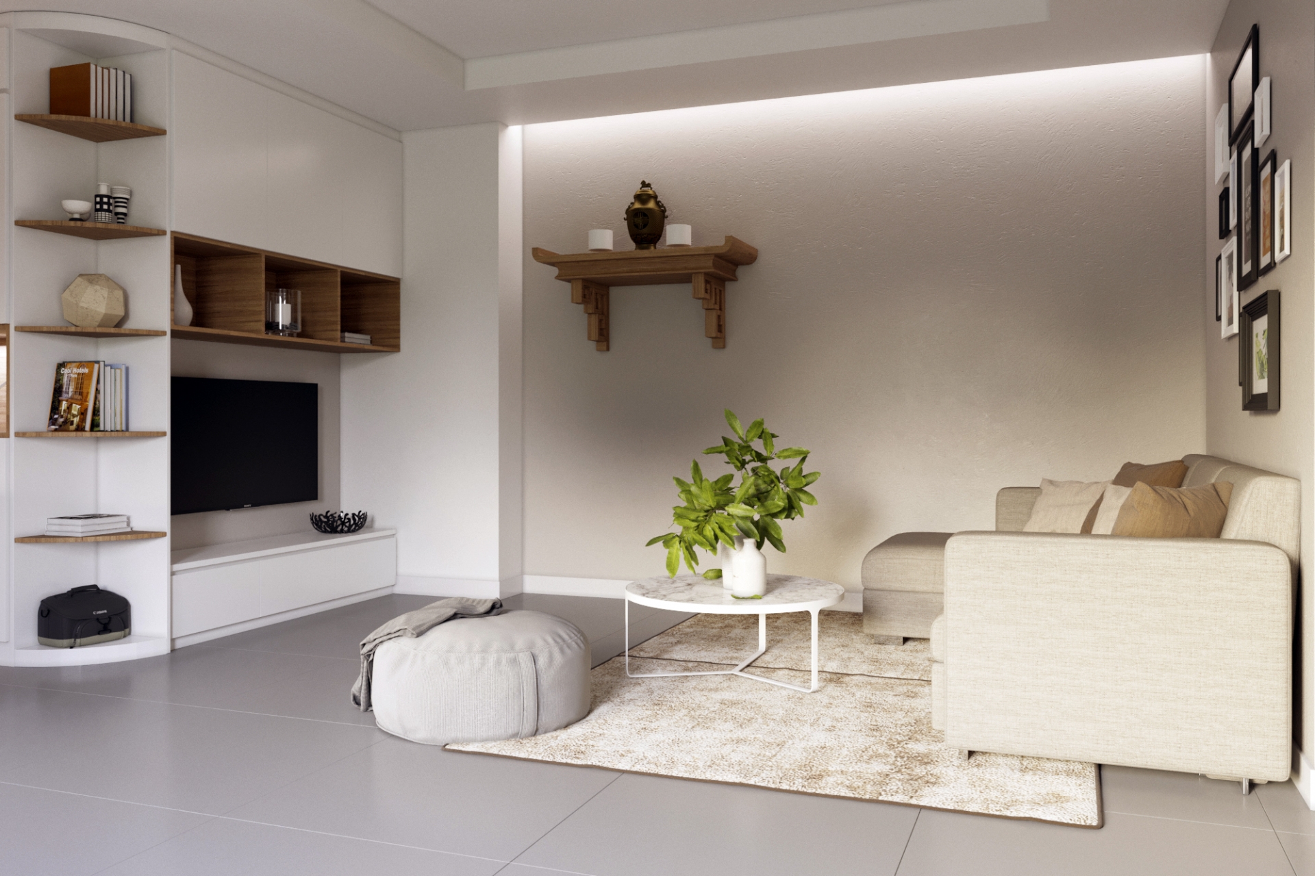 Phòng khách mang phong cách hiện đại, tối giản. Phòng khách mang phong cách hiện đại, tối giản.