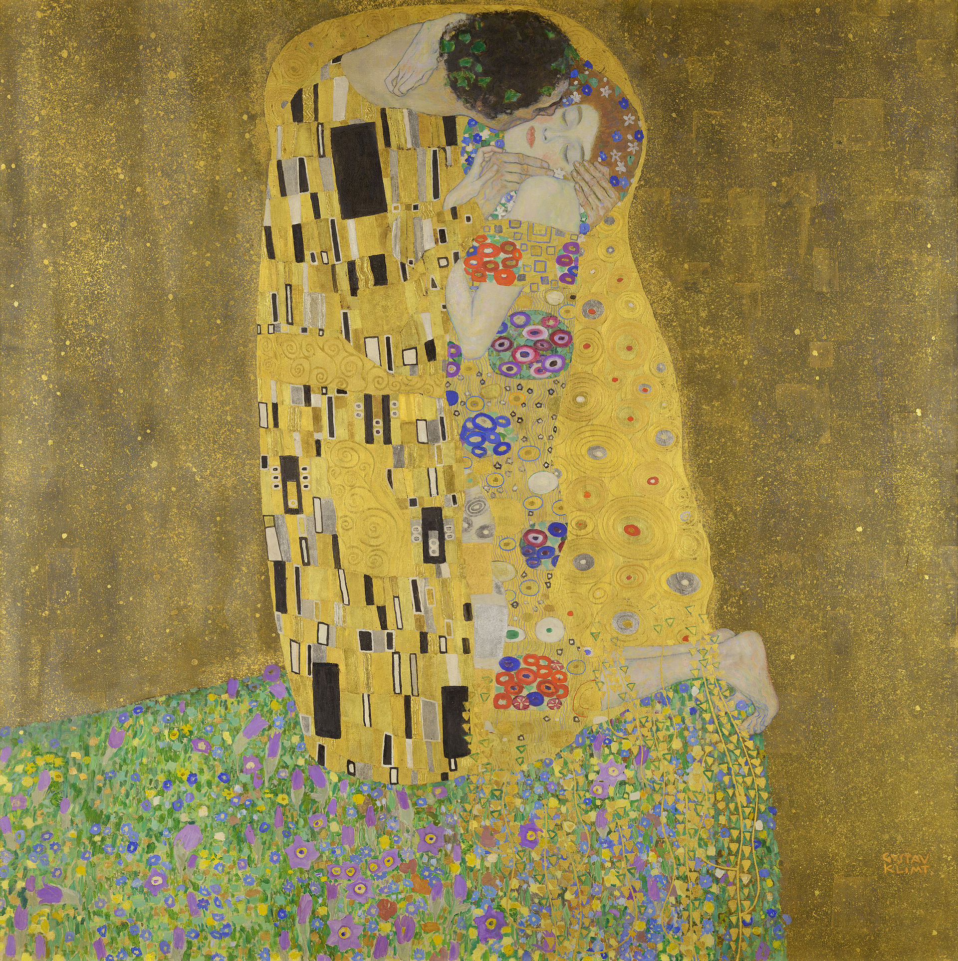 Kiệt tác Nụ hôn (The Kiss) của họa sĩ người Nga Gustav Klimt.  Đó cũng là nguồn cảm hứng cho logo của Mê Tranh.