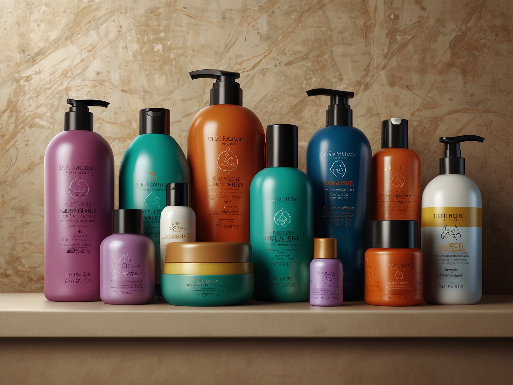 An assortment of hair care products on a vanity, including shampoos, conditioners, and oils, representing the importance of using the right products for hair types.