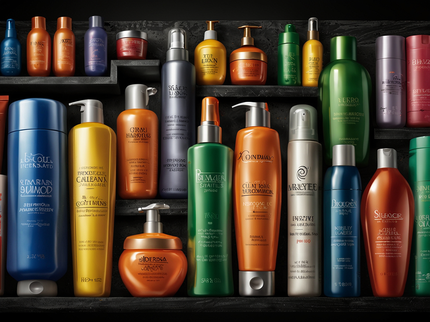 A close-up of various hair care products, showcasing different shampoos and conditioners suited for different hair types, emphasizing the importance of choosing the right products.