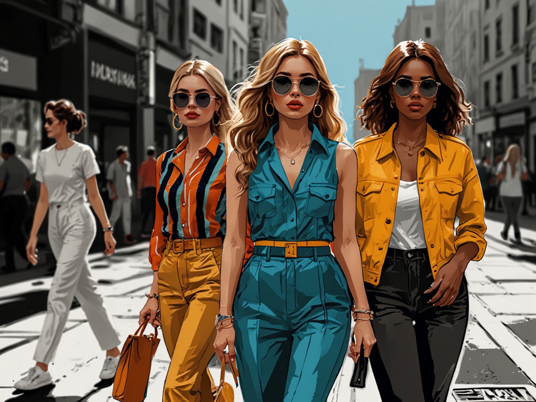 A vibrant street style fashion scene showcasing diverse outfits that reflect individual personalities and contemporary trends in urban settings.