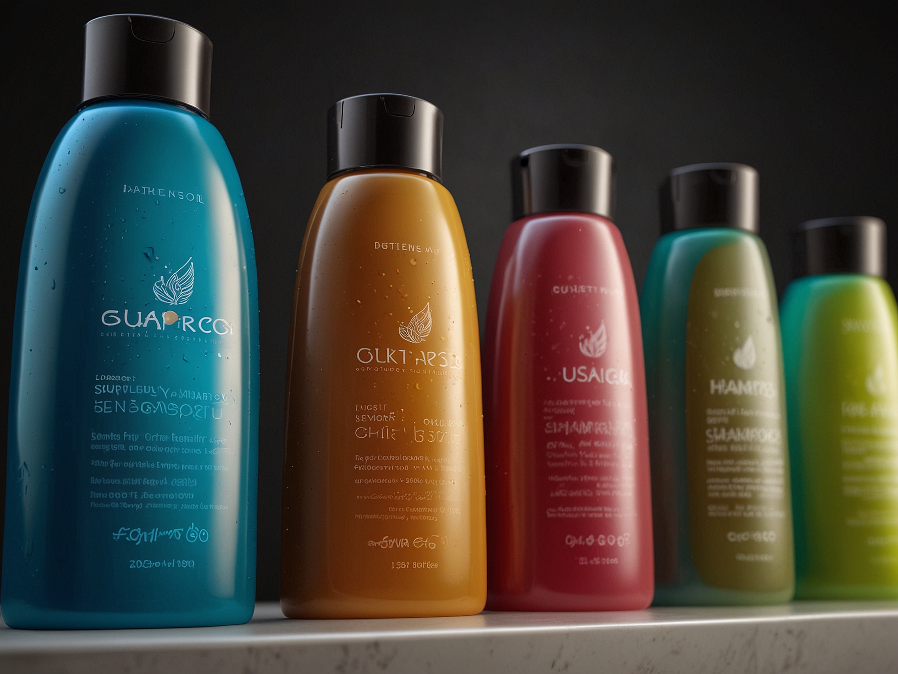 A close-up of different types of shampoos lined up, highlighting the importance of selecting the correct shampoo for various hair types.