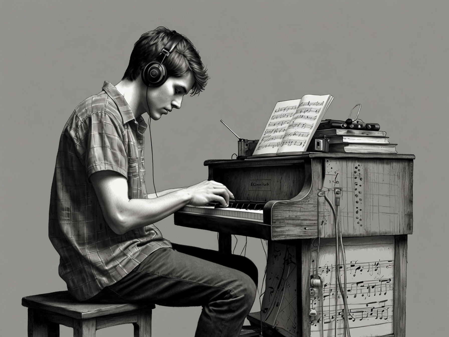 A person composing music on a digital platform, illustrating the accessibility and contemporary methods of creating and sharing music in today's world.