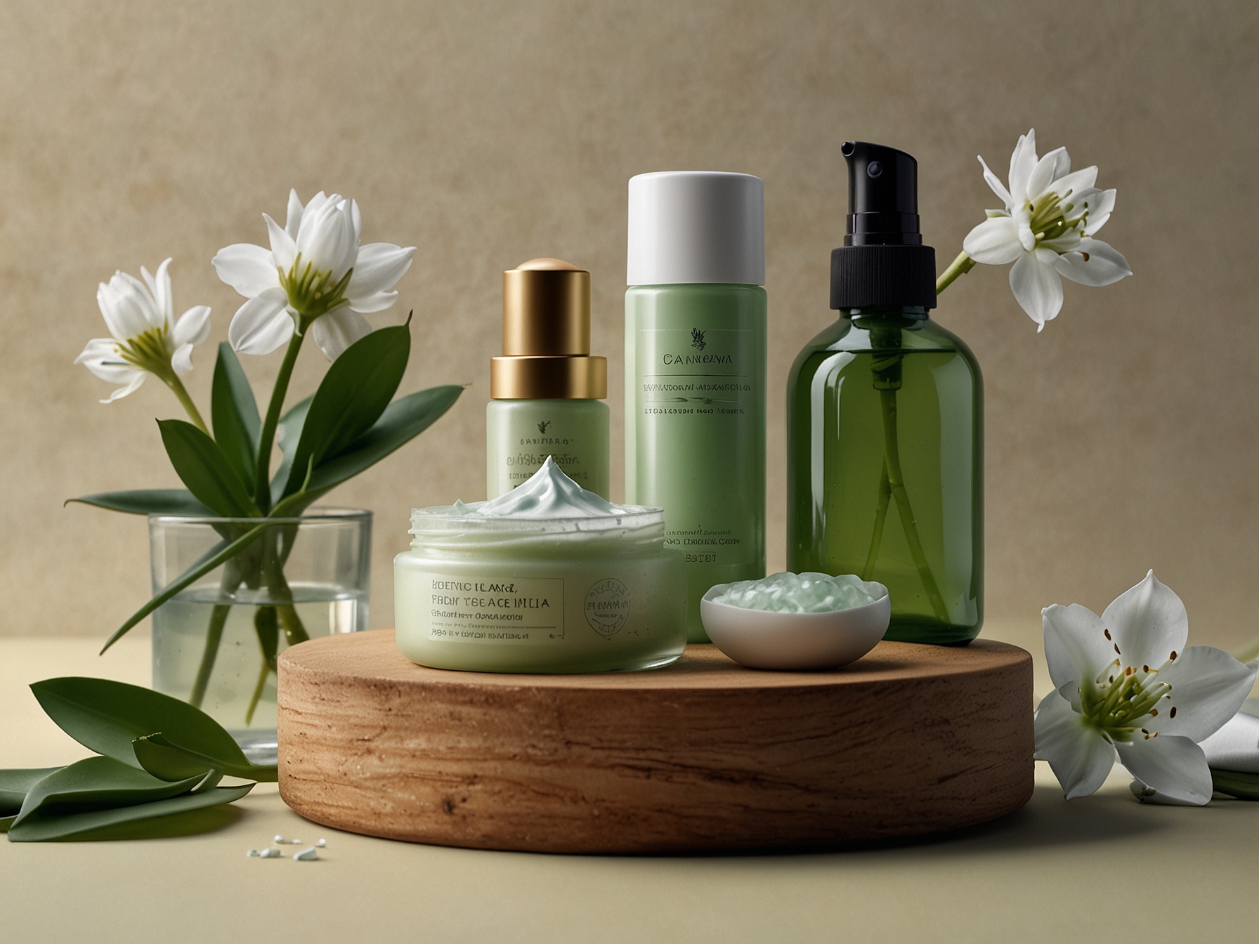 A rejuvenating spring skincare routine featuring natural ingredients like aloe vera. The image shows a serene setup with cleansing products and blooming flowers, symbolizing renewal.