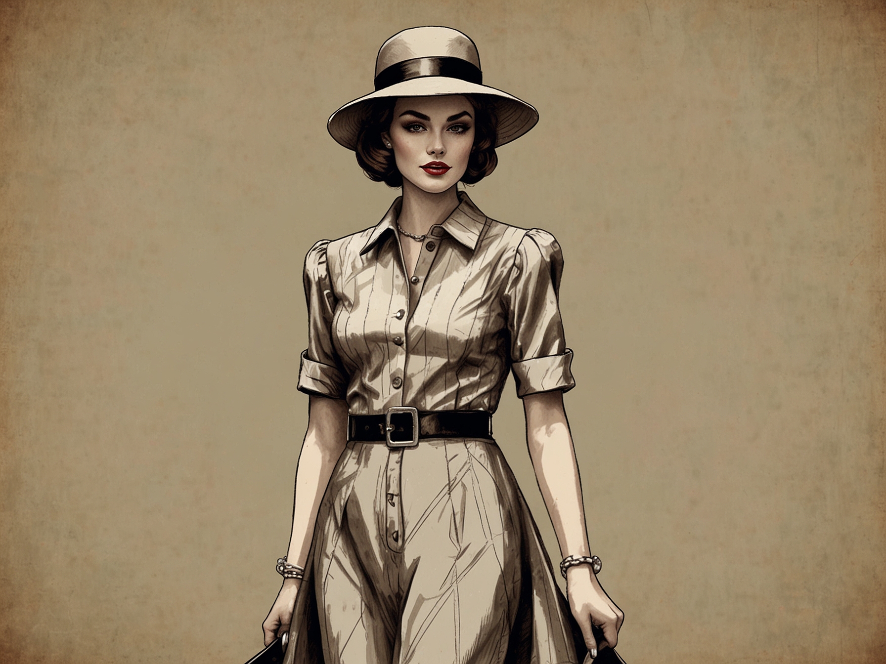 A stylish individual wearing a vintage-inspired outfit, showcasing a blend of classic and modern fashion elements, embodying the contemporary vintage trend.