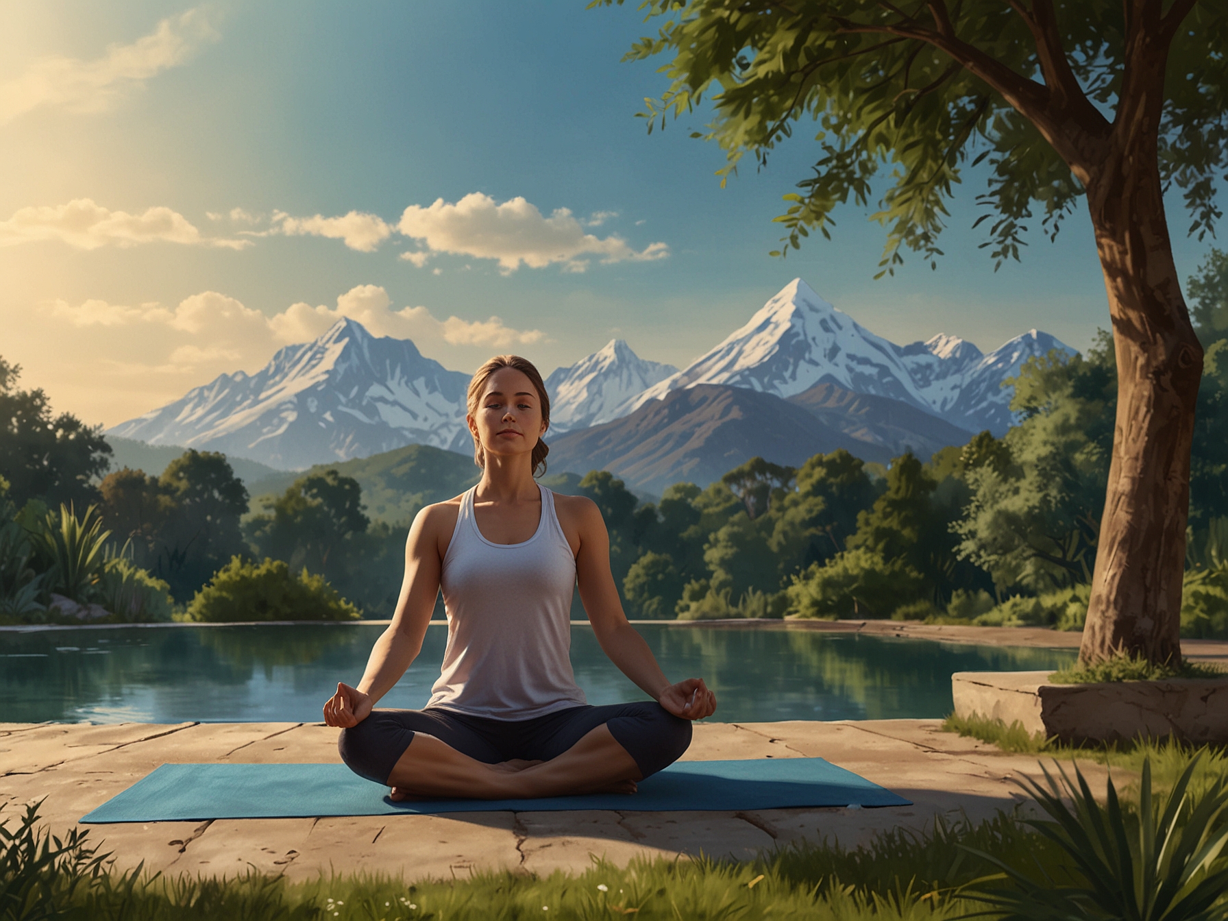 A serene park scene showing a person enjoying a peaceful afternoon with a cup of tea, emphasizing the beauty of simple moments in life.