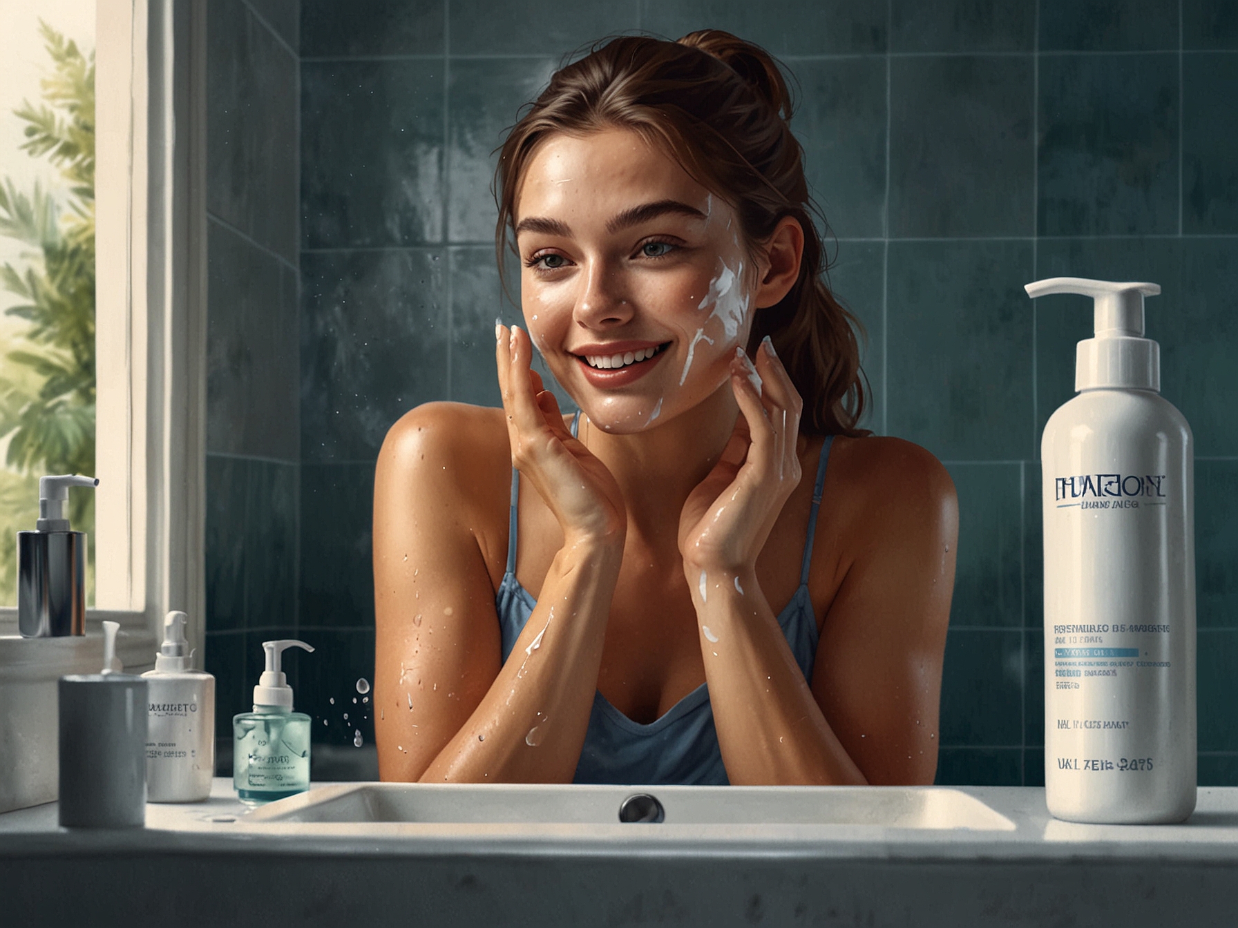 An image depicting someone exfoliating their skin with a scrub, emphasizing that regular exfoliation is essential for revealing brighter and smoother skin.