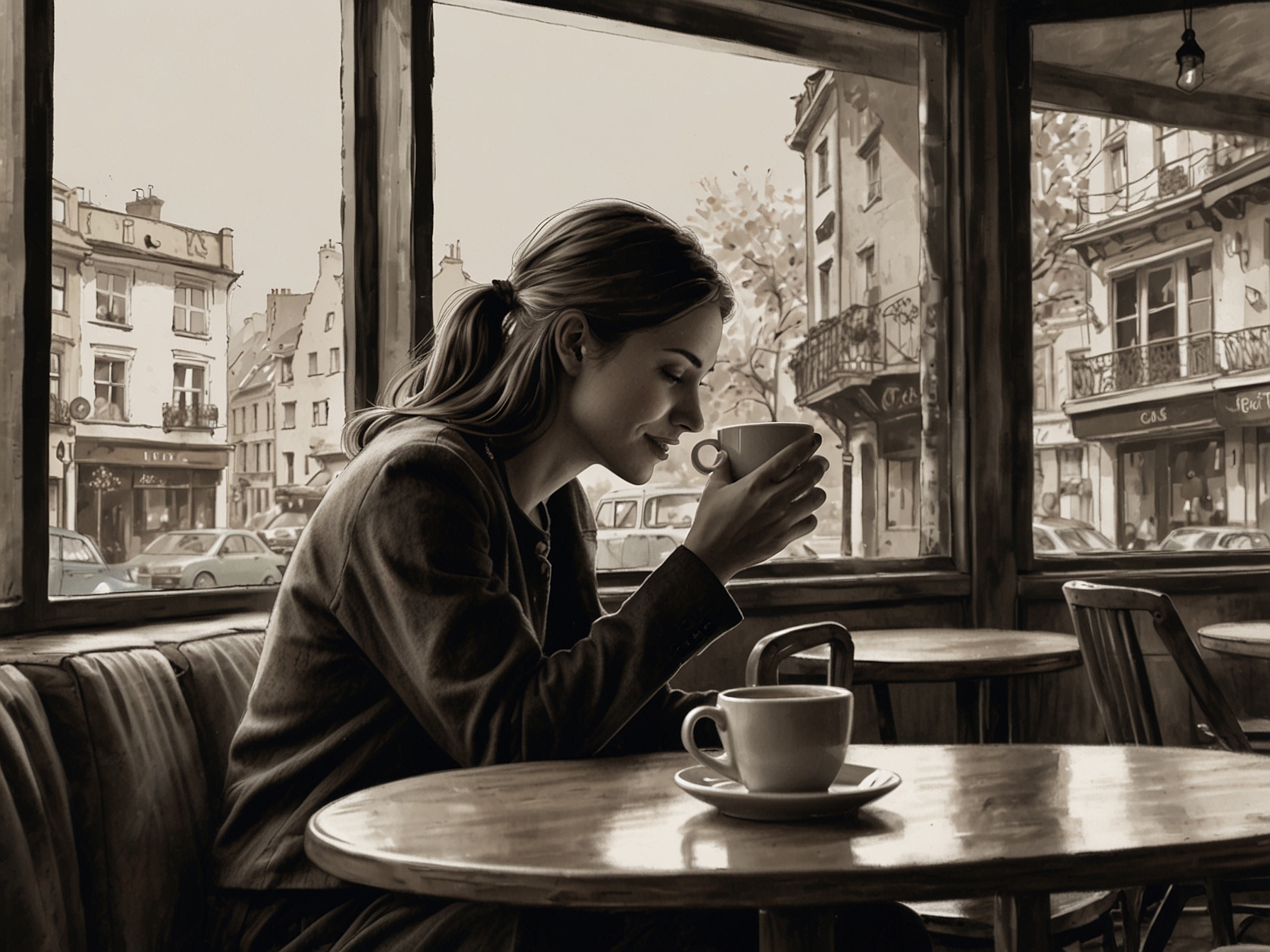 A young woman smiling at her phone while scrolling through social media, highlighting how technology facilitates flirting and showcasing oneself.