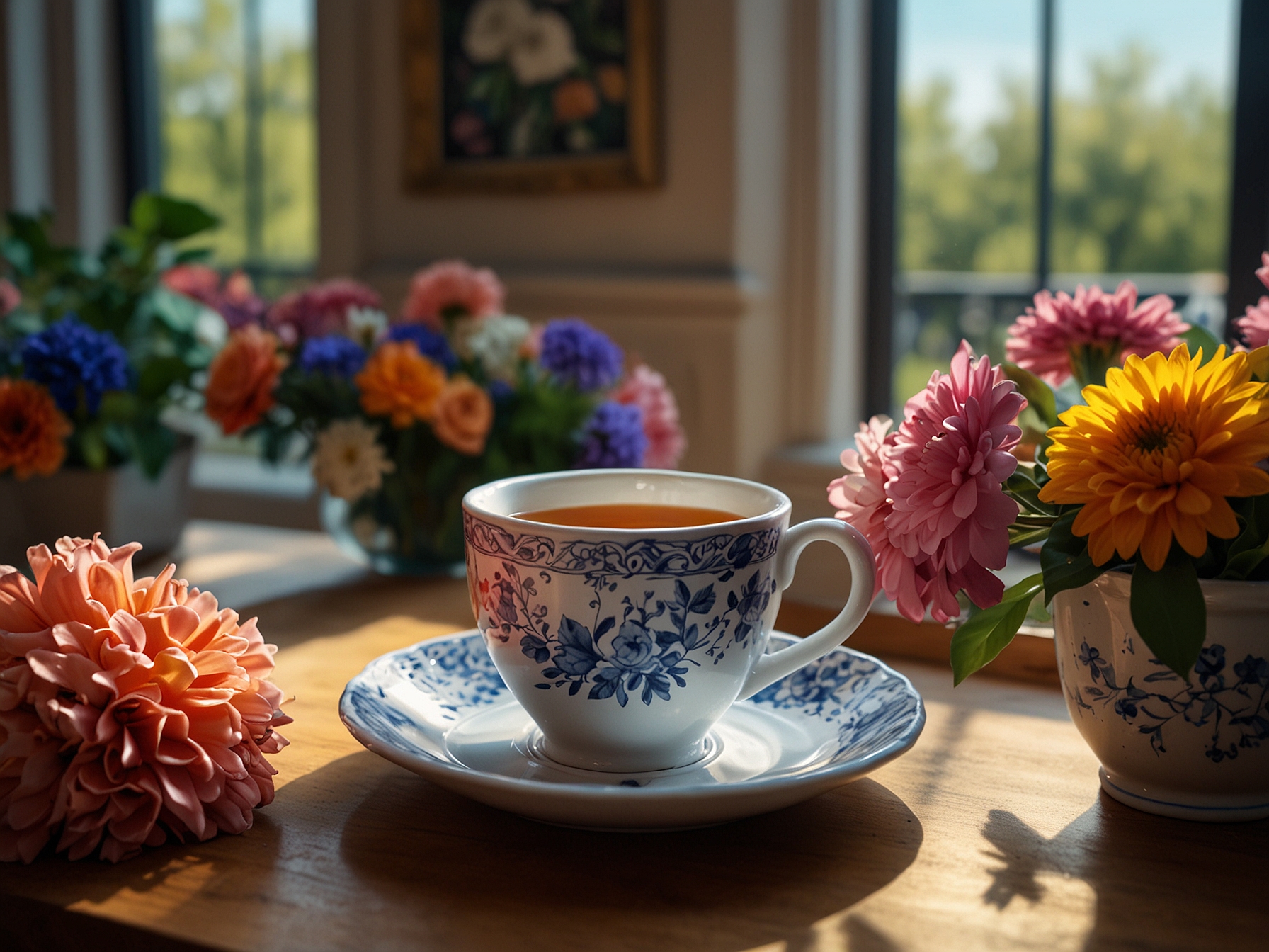 A serene morning scene with sunlight streaming through a window, illuminating a cozy room, symbolizing the peaceful moments of daily life.