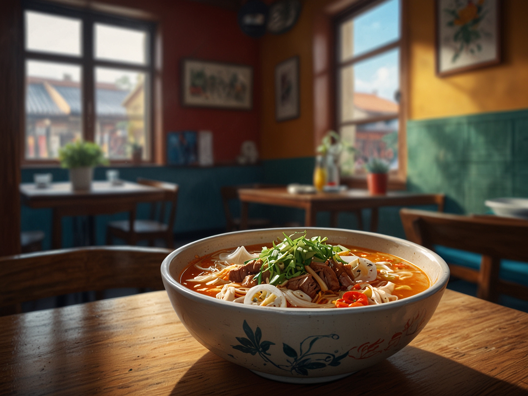 A family gathering around a table filled with traditional Vietnamese dishes, illustrating the warmth and connection that food brings to loved ones during shared meals.