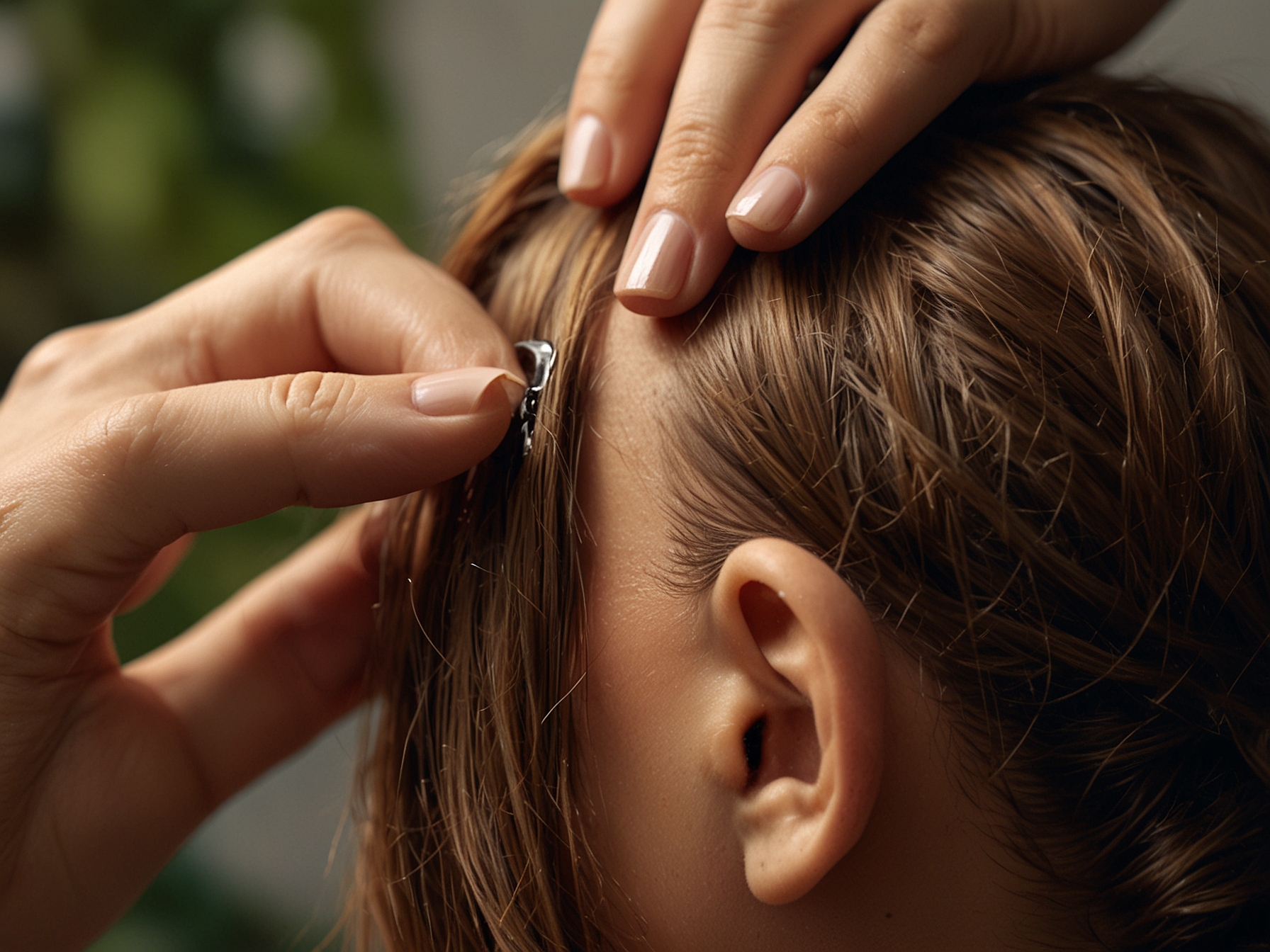 An individual applying a nourishing hair mask made from natural ingredients like avocado and honey, showing the practice of deep conditioning for healthier hair.