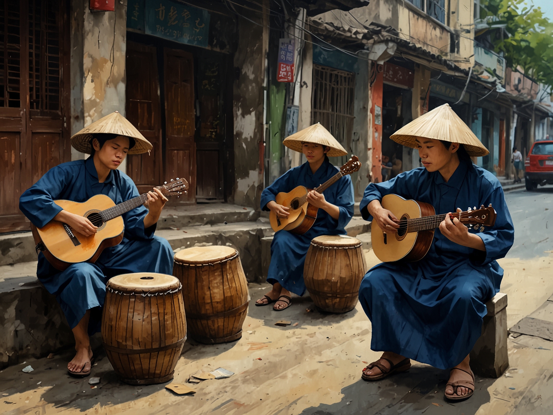 An artist performing on a digital music streaming platform, showcasing the impact of technology on music consumption in Vietnam.