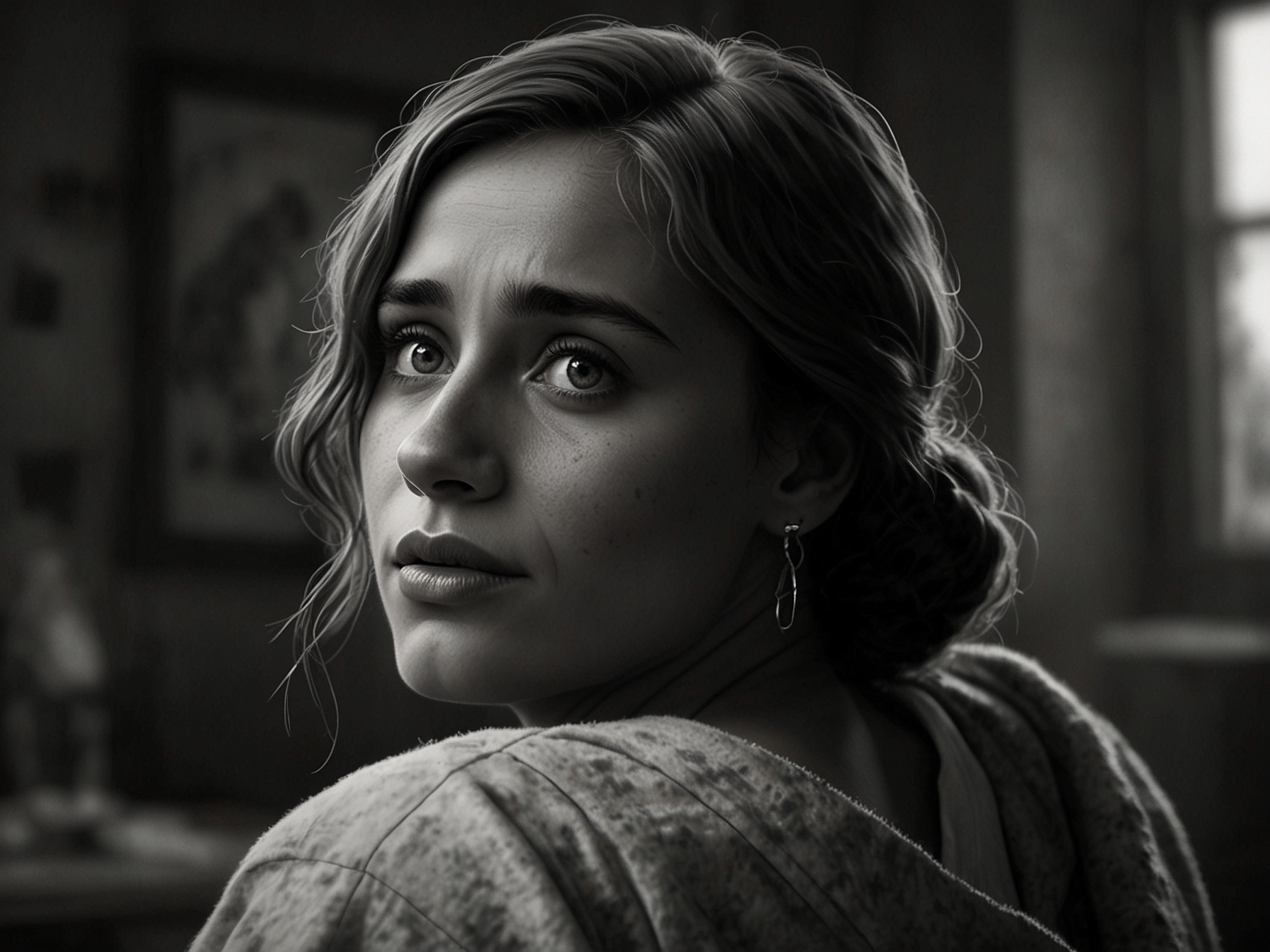 A scene from a movie theater filled with engrossed audience members, watching a film that reflects their emotions and experiences, illustrating the connection between cinema and life.