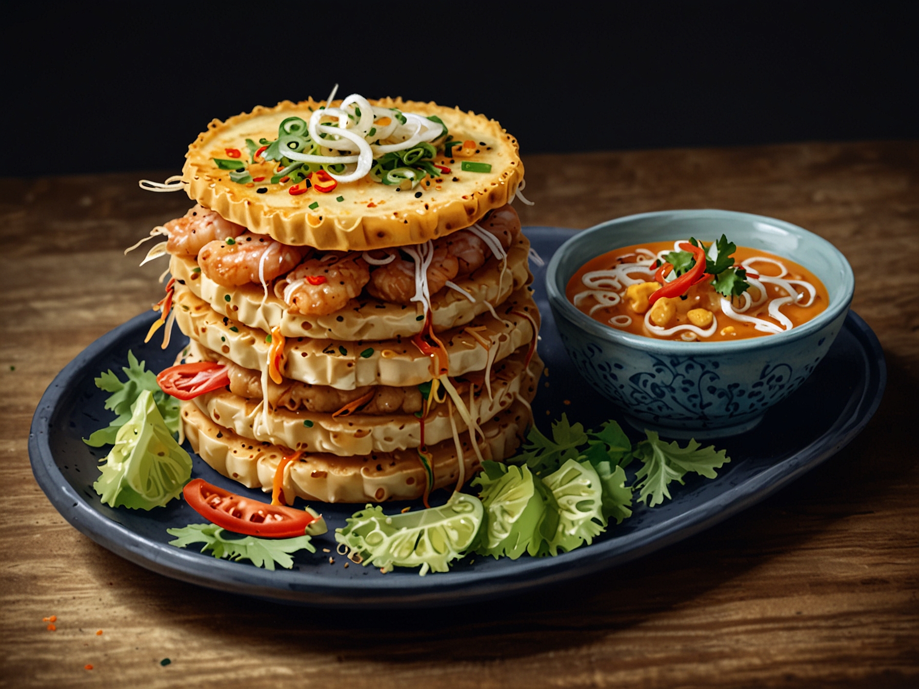 A vibrant plate of fresh summer rolls (gỏi cuốn) showcasing colorful vegetables, shrimp, and rice paper, embodying the essence of Vietnamese summer cuisine.