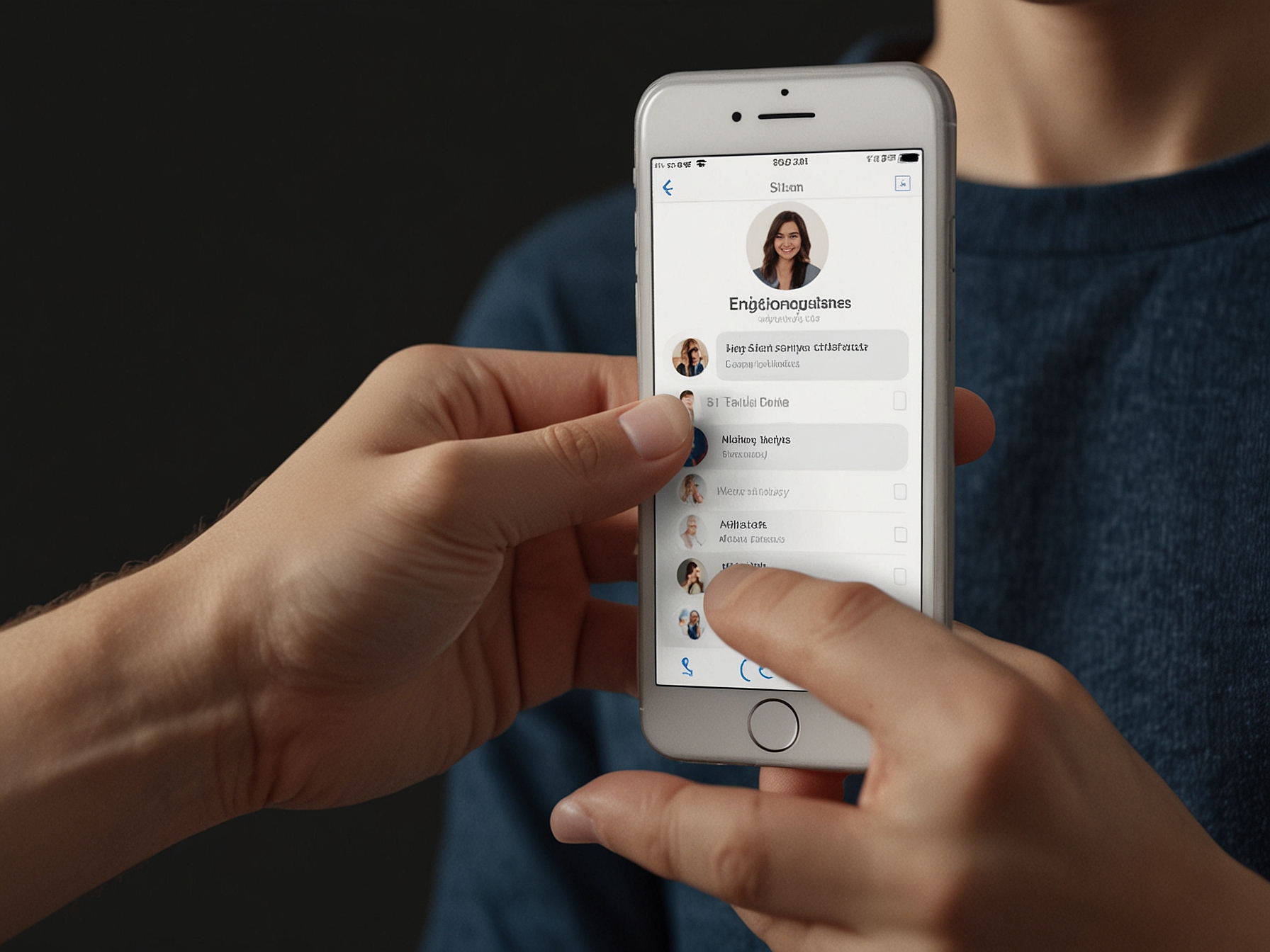 A close-up of hands exchanging messages on a smartphone, symbolizing the emotional support and encouragement that can come from online conversations with new acquaintances.