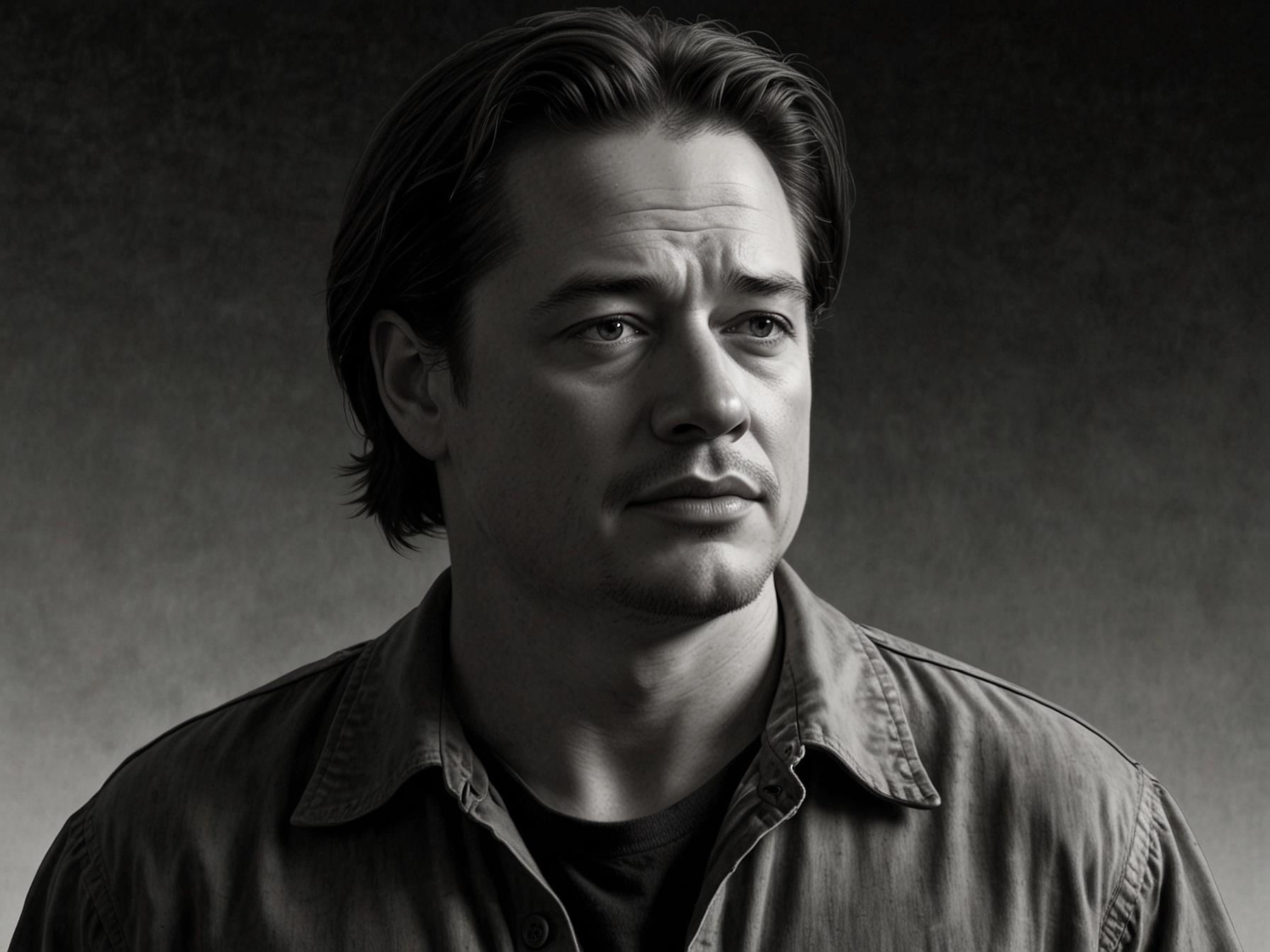 Brendan Fraser in a heartfelt moment from 'The Whale,' reflecting deep emotions and the film's exploration of self-acceptance and societal issues surrounding body image.