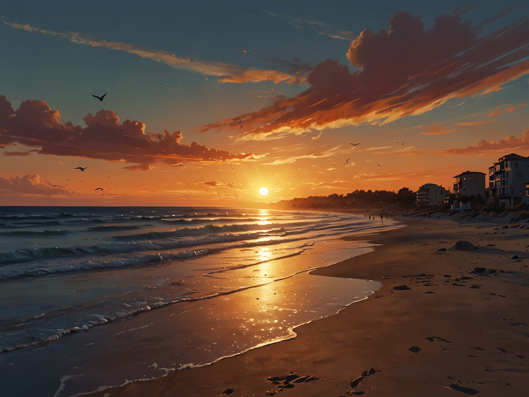 A serene beach scene at sunset, symbolizing the need for rest and self-care in the face of life's pressures and expectations.