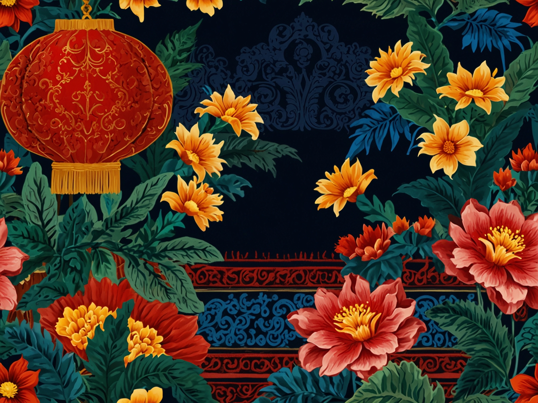 A close-up of a beautiful, intricate fabric pattern that marries classic Vietnamese motifs with modern design elements, showcasing creativity and craftsmanship.