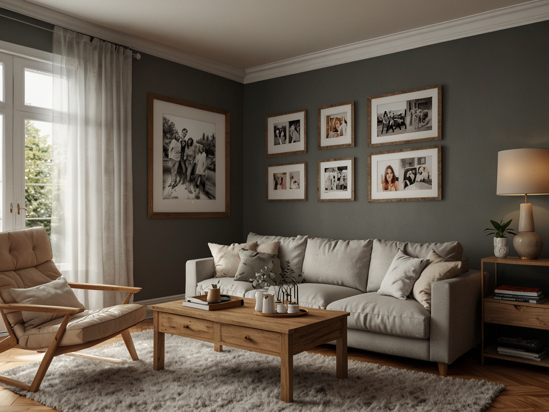 A personalized home decor area displaying family photos and meaningful memorabilia, emphasizing the importance of personal touch and warmth in home design.