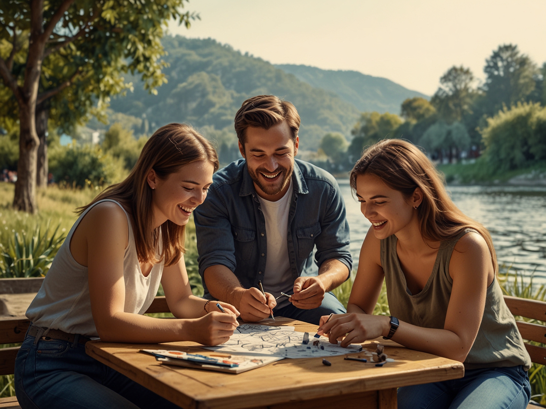 A person engaged in a hobby, sharing a joyful moment with friends, representing the idea of passion and shared interests as key elements in creating meaningful relationships.