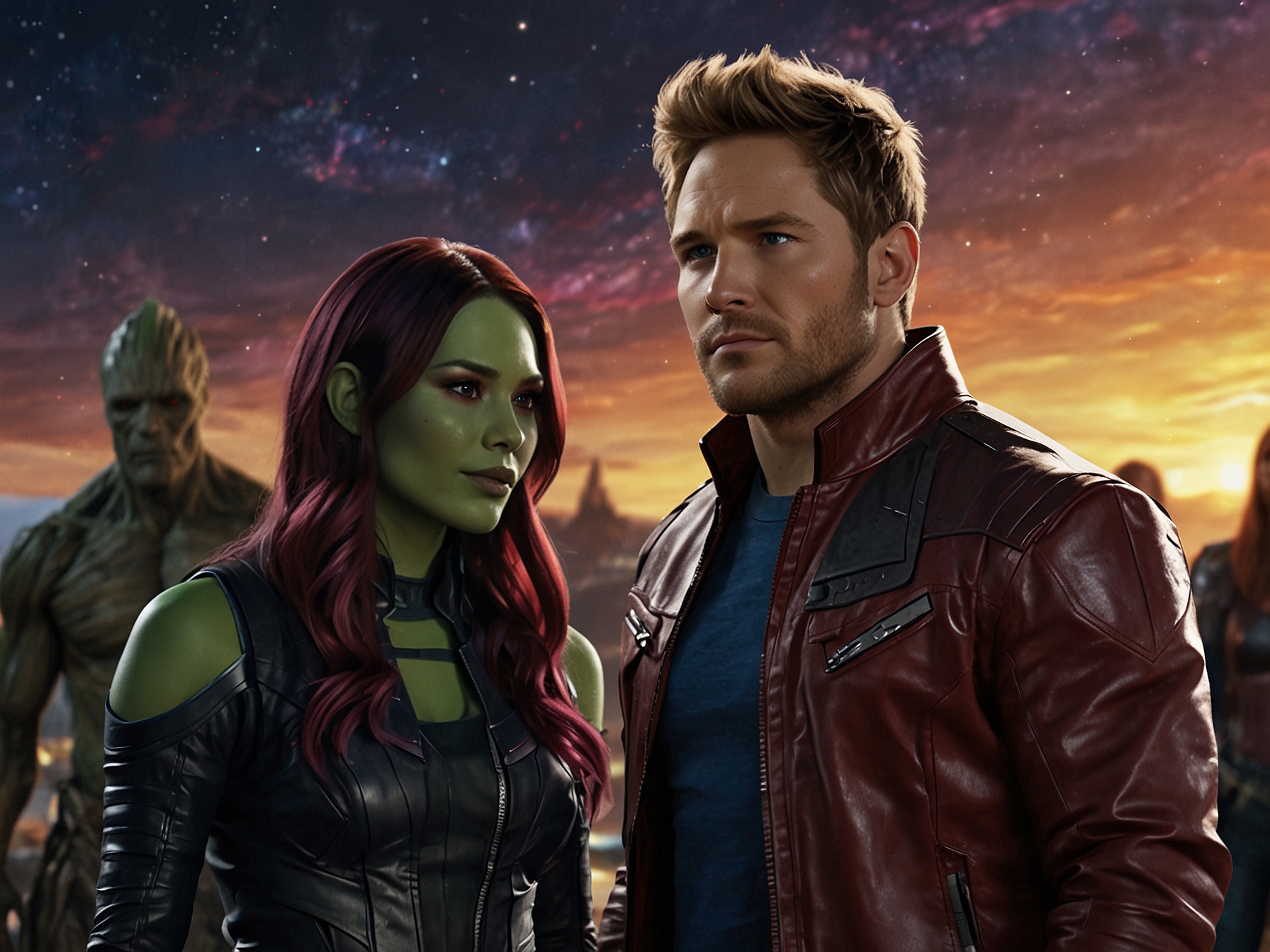 The vibrant and emotional family dynamics from 'Guardians of the Galaxy Vol. 3', emphasizing themes of love and sacrifice within an adventurous superhero narrative.