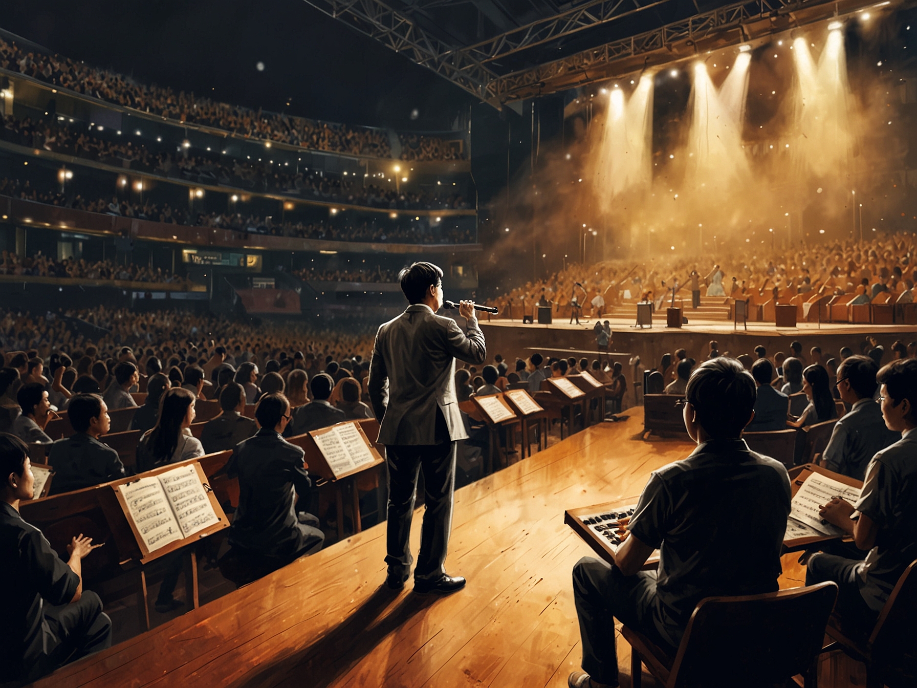 An impressive view of a Vietnamese artist performing in an international venue, representing the global reach and potential of Vietnamese music on the world stage.