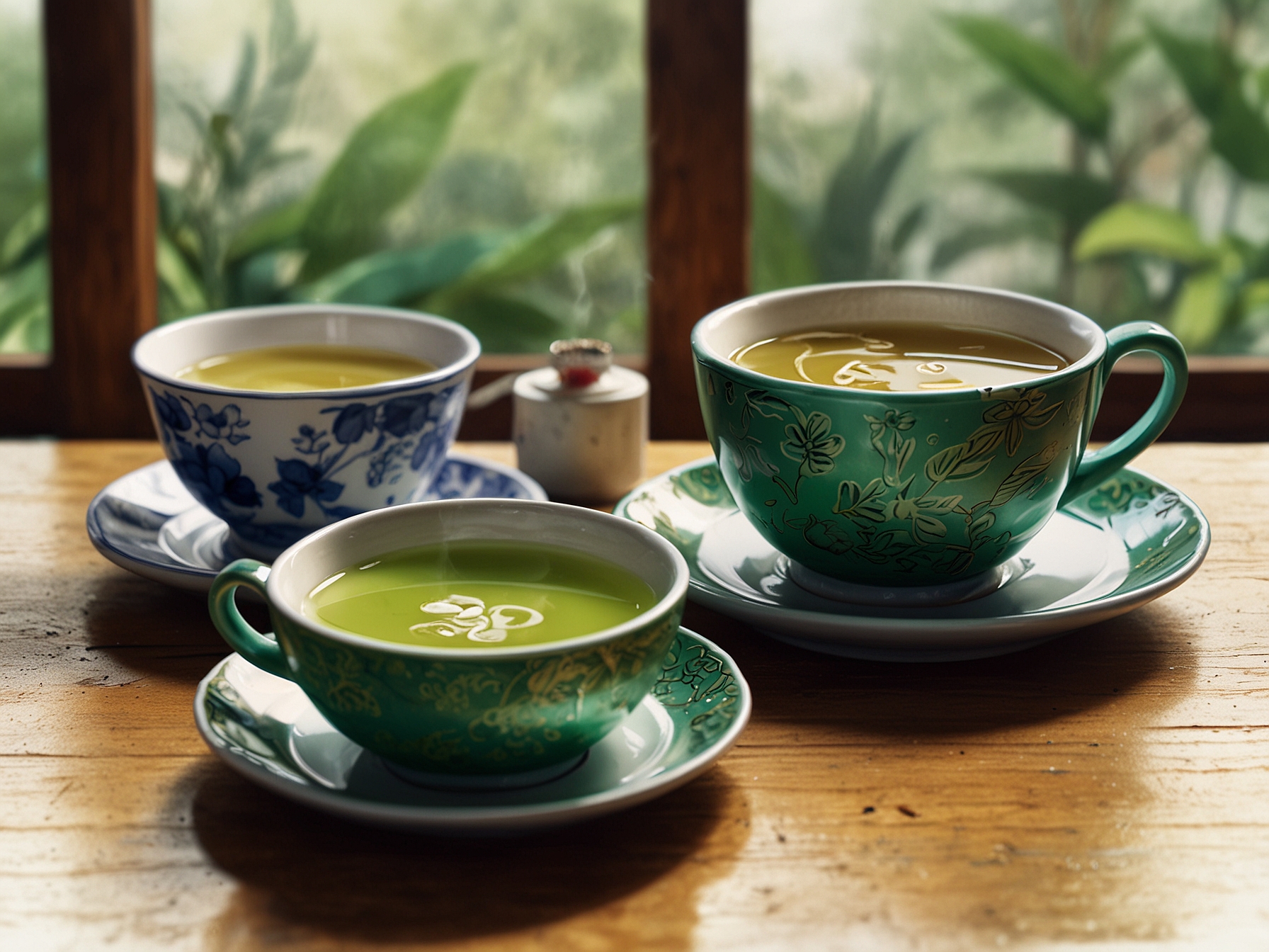 A close-up of a steaming cup of green tea next to a plate of traditional Vietnamese bakes, showcasing the diverse culinary experiences that afternoon tea can offer.