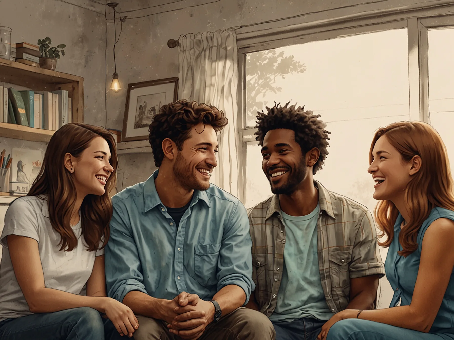 A group of friends conversing happily, embodying the importance of relationships and shared experiences that create meaningful connections in life.