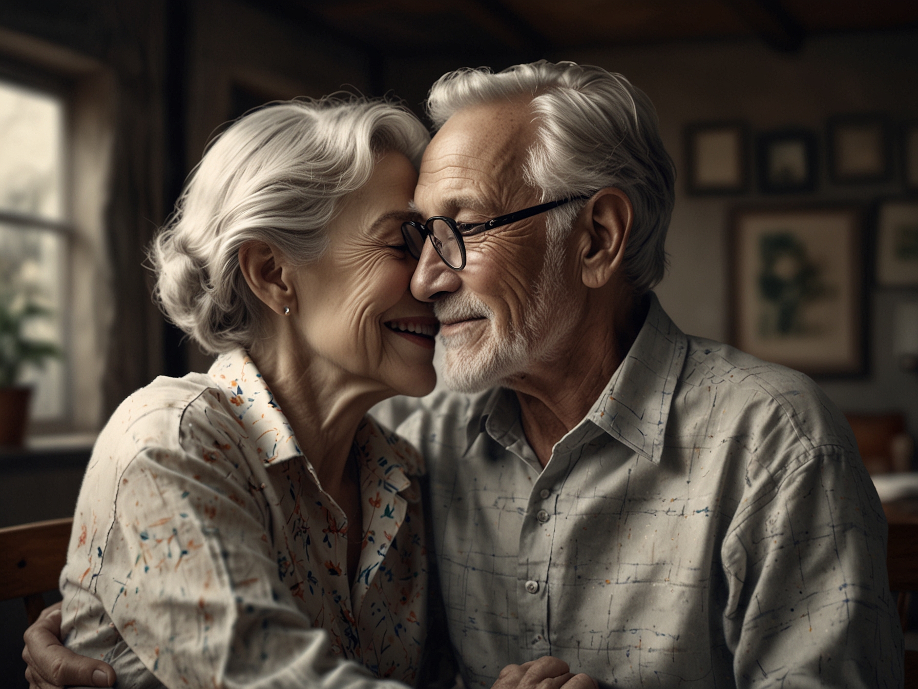 An older couple sharing a tender moment, highlighting that flirting knows no age and can bring joy and connection at any stage of life.