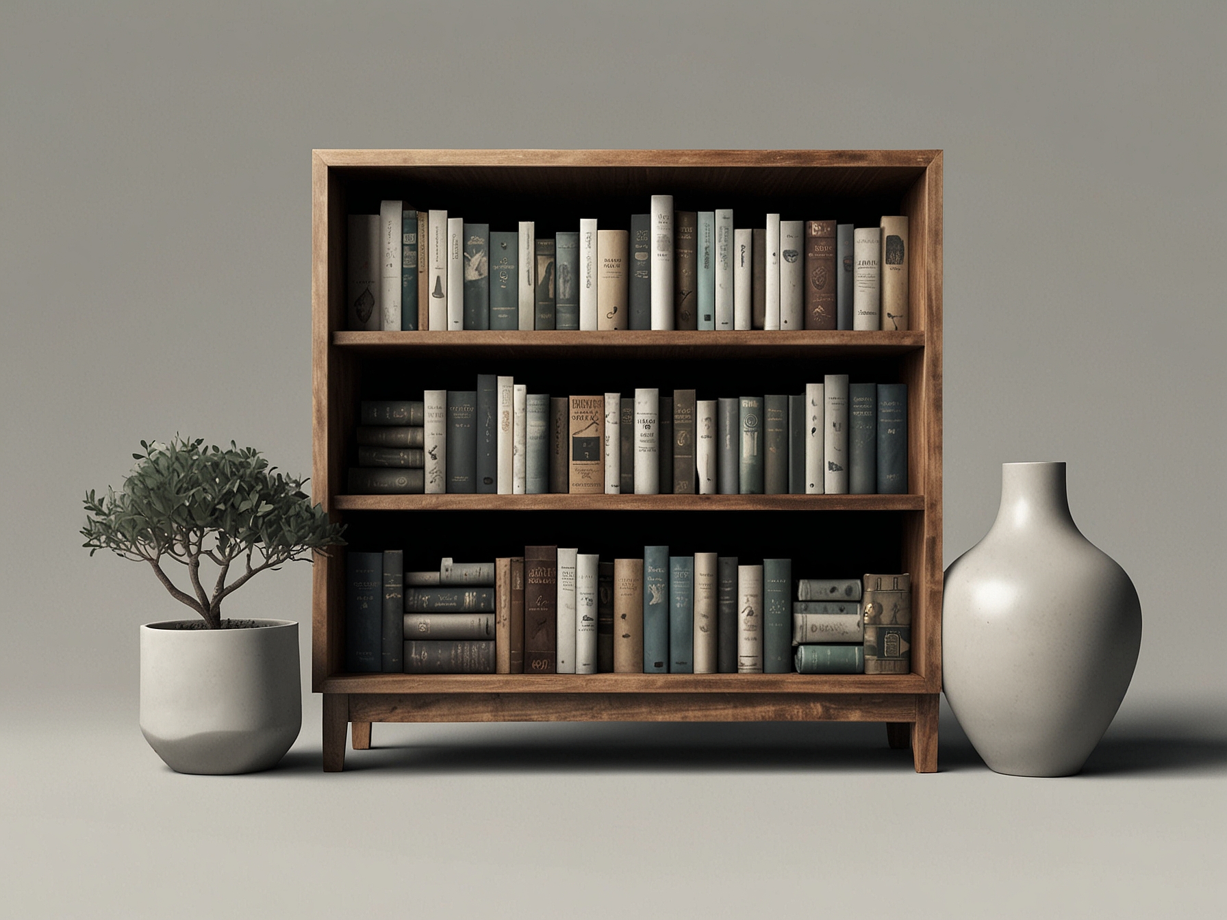 A minimalist bookshelf with a few select books and decorative items, emphasizing the importance of simple and functional design in modern home decor.