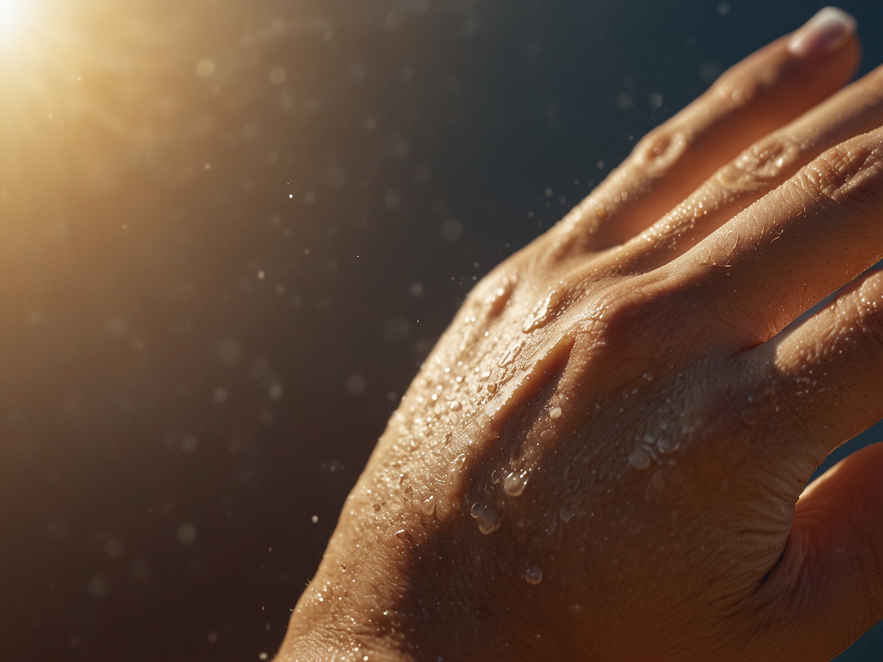 Close-up shot of a hand applying sunscreen, capturing the essence of sun protection and its necessity regardless of the weather.