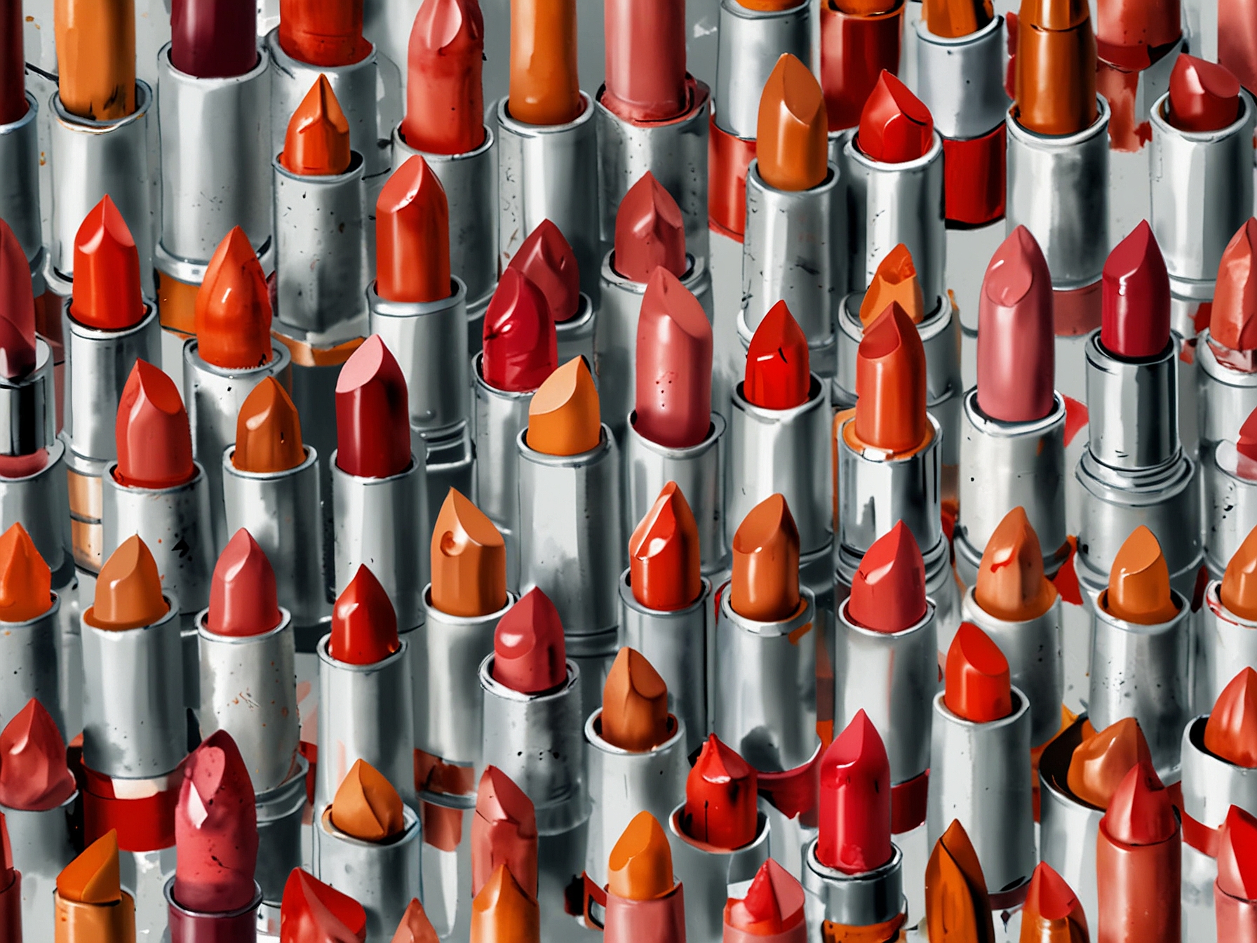 A vibrant display of various lipstick shades, including bright orange and deep red, demonstrating how lip color can enhance facial expressions and youthfulness.