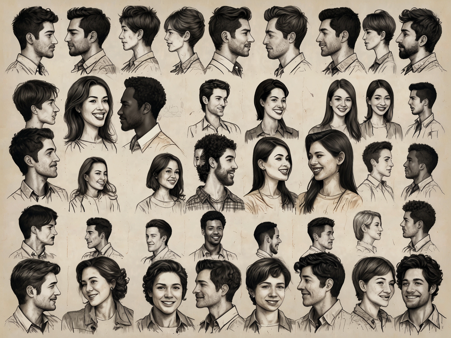 A montage of individuals expressing their unique flirting styles, from shy to bold, highlighting the diversity in how people connect romantically.