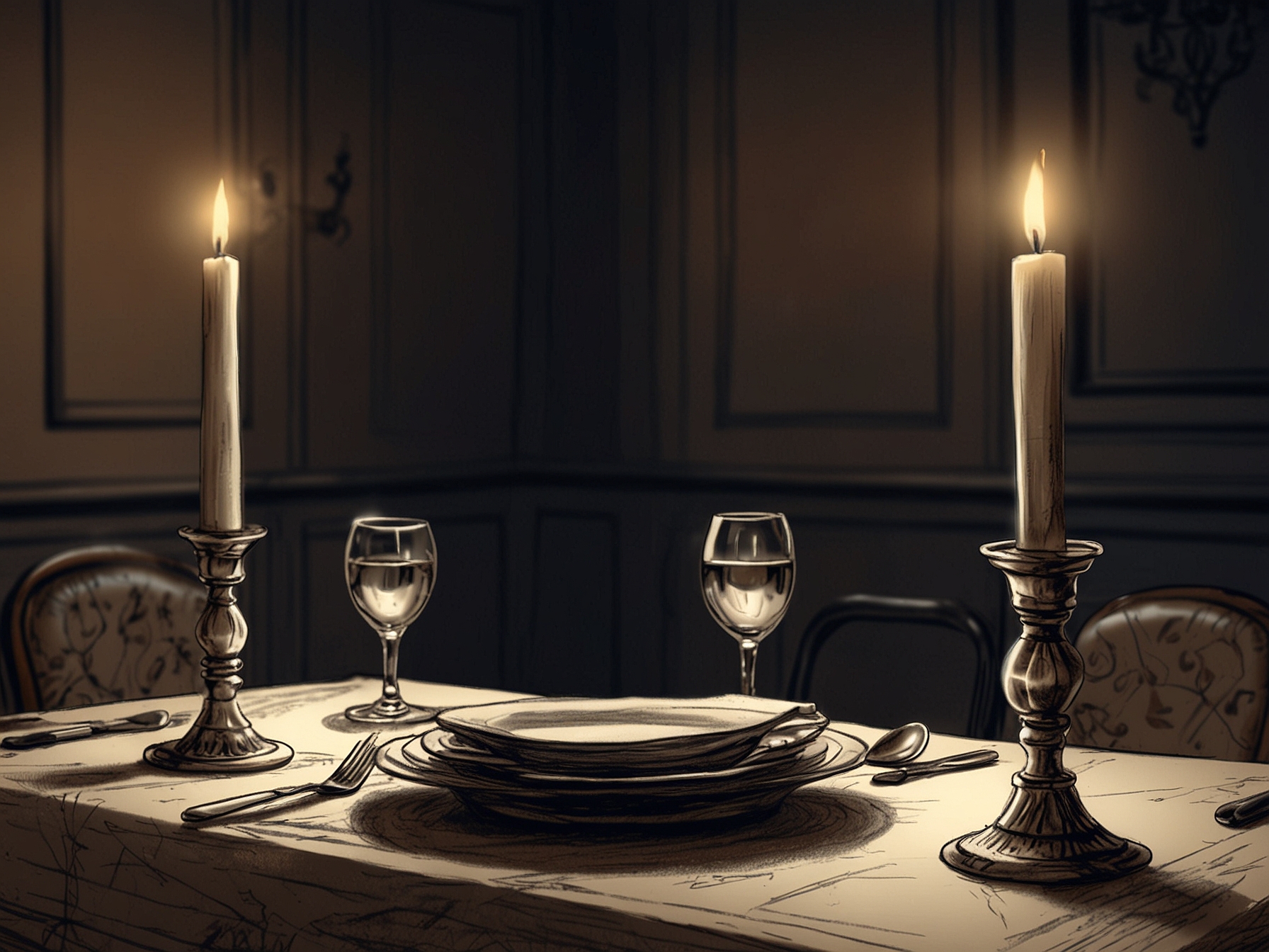 An elegant dinner table set for two with candles, symbolizing the importance of small details in creating memorable moments in a relationship.