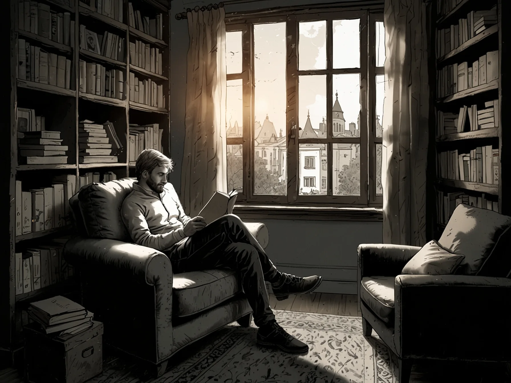 An individual relaxes with a book in a cozy corner, representing the importance of mental well-being in the journey of maintaining a healthy lifestyle.