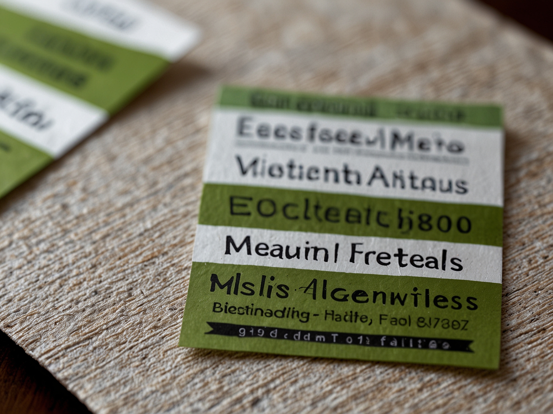 A close-up of eco-friendly clothing labels illustrating information about sustainable materials, helping consumers make informed choices about their purchases.