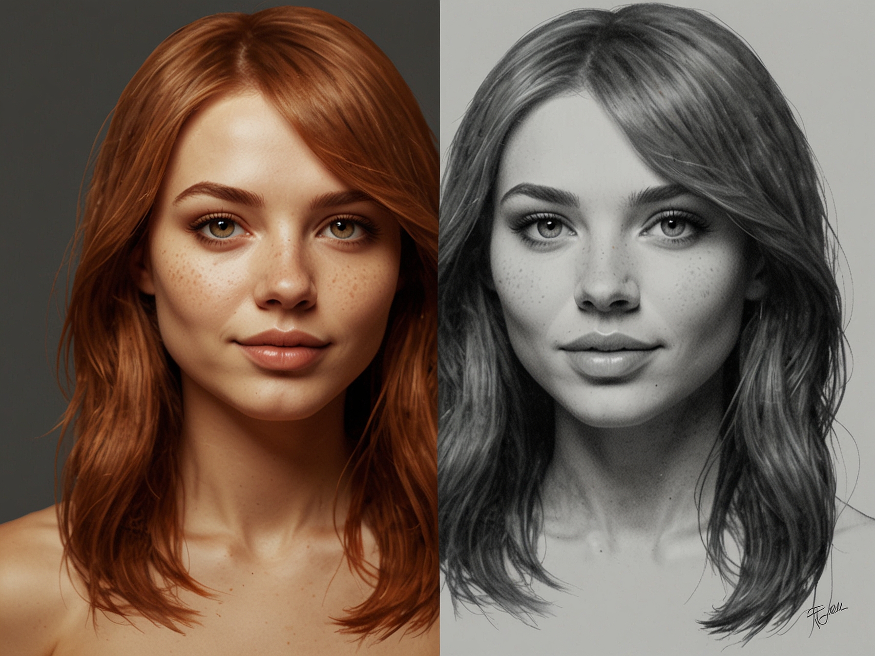 A before and after transformation of a woman with her new caramel hair dye, showcasing the excitement of trying new hairstyles and self-expression.