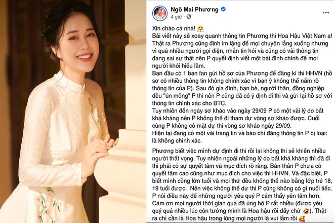 Ngô Mai Phương lên tiếng vụ bị loại khỏi 'Hoa hậu Việt Nam'.