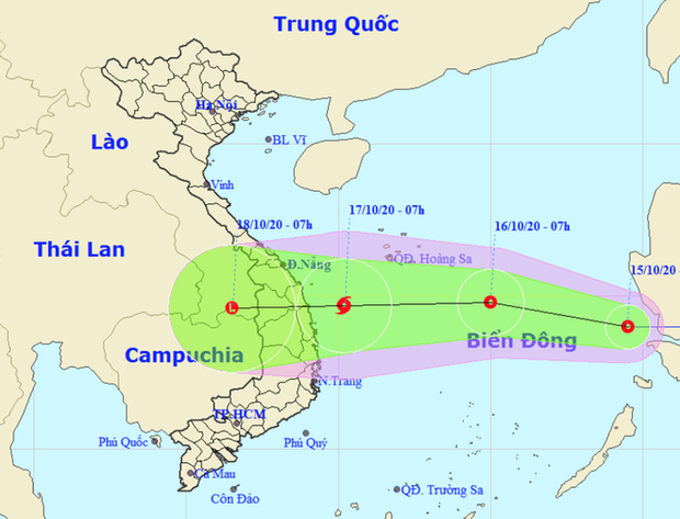 Dự báo hướng đi của áp thấp nhiệt đới (Ảnh: NCHMF).