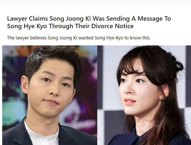 Bài báo về tin nhắn của Song Joong Ki dành cho Song Hye Kyo hối thúc chuyện ly hôn.